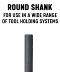 Close-up of round shank from Five Piece Extra Long High Speed Steel Drill Bit Set for Everyday DIY Drilling with tool text above.