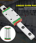 Compact Linear Guide Rail 100mm Length 9mm Width With Slide Block For 3D Printers And CNC Machines shown in close-up view