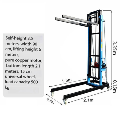 Heavy Duty Steel Hoist Portable Mobile Elevator With Casters Raises Twenty Feet handles heavy materials with a 6m lifting height.
