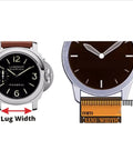 Diagram showing lug width measurement for watch compatibility