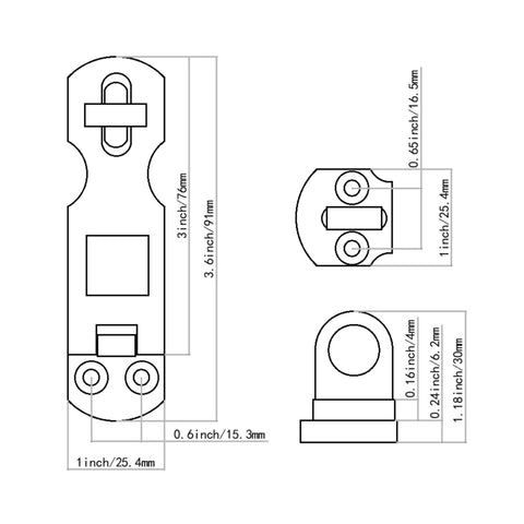 Tough As Nails 316 Marine Grade Stainless Steel Boat Hatch Latches technical drawing, showing dimensions and details, 91 mm by 25 mm size.