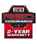 JET Red Assurance logo featuring a 2-year warranty badge for Heavy Hitter 12 Inch Abrasive Cut Off Saw.