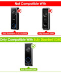 Eufy Doorbell compatibility chart showing models not compatible and compatible with Rock Solid No Drill Adhesive Doorbell Mount For Eufy E340 Only.