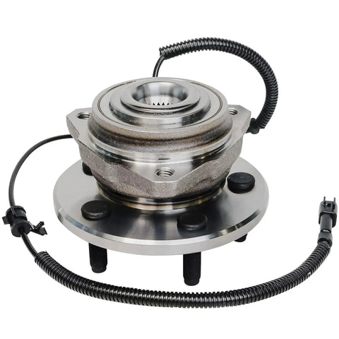Heavy Duty Dual Front Wheel Bearing Hubs For Jeep Liberty 2002 To 2007 5 Lug 4WD ABS with sensor wire and flange view.