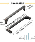 Detailed dimensions of Rock Solid Brushed Gold Cabinet Pulls Kitchen Handles 5 Inch 128mm Centers Heavy Duty Drawer Hardware 10 Pack.