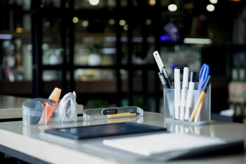 Magnetic Desk Organizer Set With Modular Stand Metal Construction Three Trays And Pen Holder for neat office desk space.