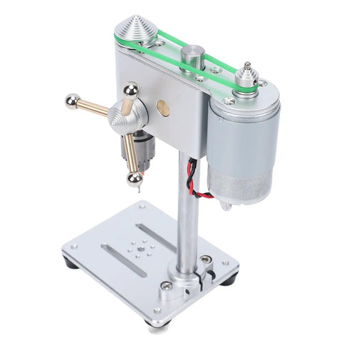 Bewinner Mini Benchtop Drill Press With Variable Speed 0-8000 RPM and Precise Jt0 Chuck, showing motor and adjustable base.