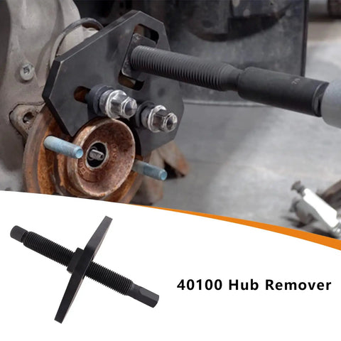 Save Your Knuckles While Kicking Frozen Wheel Hubs Loose With This Professional Universal Hub Remover Tool engineered for tough 5 6 and 8 lug axle disassembly on modern trucks and cars, showing a hub remover in use.
