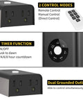 Rock Solid Dual Outlet Outdoor Timer Plug With Dope Slick Wireless Remote Control waterproof GFI receptacle showing timer functions and remote.