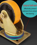 Heavy Duty Cast Iron Caster Wheels With Locking Brakes close-up showing dustproof shaft washer and polyurethane tire.