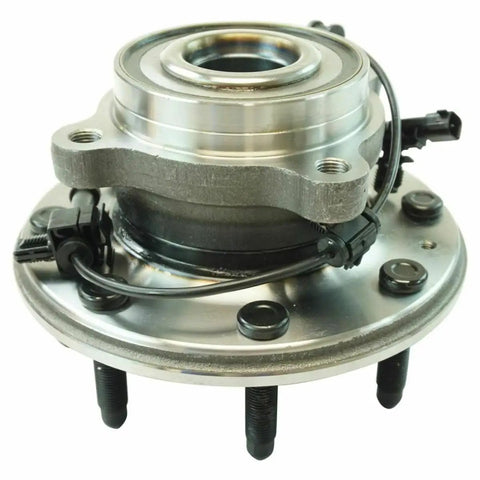 Heavy Duty Tapered Roller Wheel Hub Bearing Pair For Front Left Right Axles Built Tough For Daily Grind Fits Chevy Silverado 2500Hd 3500Hd From 2011 To 2019 close-up view showing wheel hub with sealed bearings.
