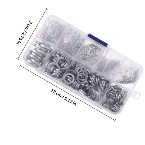 Stainless Steel Locking Spring Washers Kit For Bolts 600 Pcs Premium Pro Grade Heavy Duty Assortment To Prevent Loosening And Vibration In Industrial And Automotive Use, 13 cm case