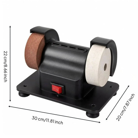 Heavy Duty Twin Wheel Bench Grinder With Kickass Copper Motor For Sweet Garage Space Saving Setup showing two grinding wheels.