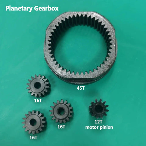 Beefed Up Front Planetary Gearbox Transfer Case Drive Shaft Skid Plate Set gear components 1 to 10 RC Rock Crawler SCX10 II
