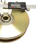 Heavy Duty 6 Inch V Groove Wheels With Double Bearing For Vinyl Aluminum Sliding Gate 6000 Lb Roller Gold Finish showing detailed measurement.
