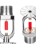Badass Pendent Fire Sprinkler Heads Pair Forged From Sturdy Brass With A Sleek Chrome Plating showing thermal trigger and nozzle.