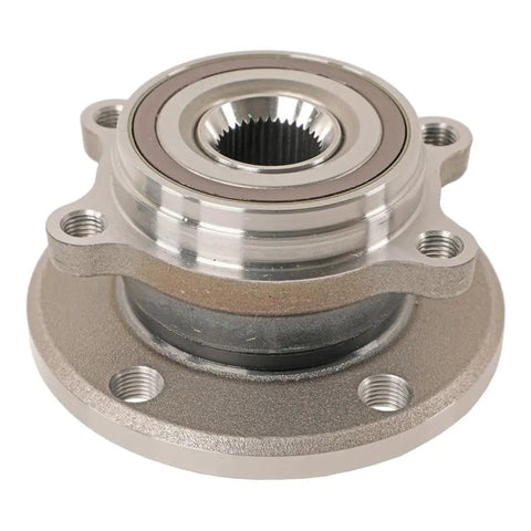 4X Wheel Bearing And Hub Assembly Kit Direct Swap For VW And Audi Rides showing precision fit and heavy-duty material for Passat, Golf R, and A3 Quattro.