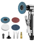 Tough 90 Degree Angle Air Die Grinder with accessories for metal grinding and polishing, slip-resistant grip, and high torque motor.