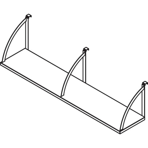 Boss Grade 60 Inch Overhead Panel Shelf For Cubicle Partitions and Fabric Room Dividers with curved mounts and steel brackets.