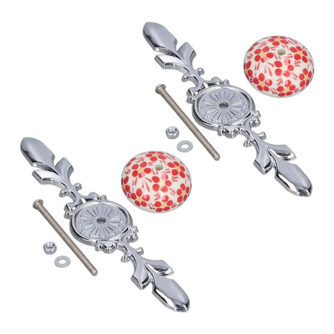 Next Level Blue And White Porcelain Cabinet Handles Featuring Heavy Duty Zinc Alloy Base Two Piece Drawer Set For Bedroom Furniture And Cupboards That Are Straight Up Gorgeous with floral design.