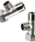 Rock Solid Three Way Brass Diverter Valve Tee Joint Connector With Half Inch Threading for heavy duty bathrooms in chrome finish