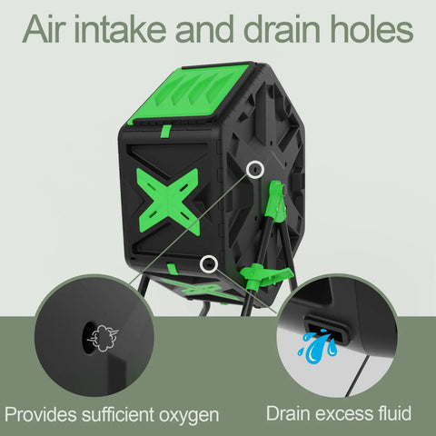 Lightweight Tumbling Compost Bin Single Chamber 18.5 Gallon 70 L with air intake and drain holes for beginners