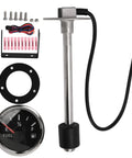 Premium Fuel Sender Unit Set Crafted From 316 Stainless Steel Featuring A 52mm Fuel Gauge With Dead Accurate Real Time Level Tracking Built Tough For Boat Car Truck Rv Marine Bus Ship And Generator, includes sender, gauge, and connectors.