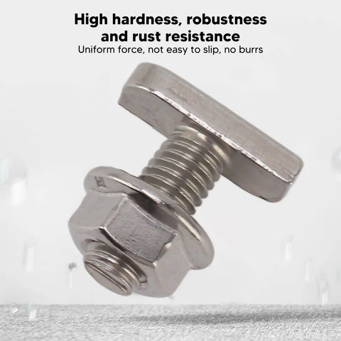 A2 70 Stainless Steel M8 Hammer Head Screws 15 Pack Lock Down Your Solar Panels With These Heavy Duty Roof Anchors Feature Full Threads Matched Nuts For Robust PV Racking And Outdoor Builds That Stand The Test Of Time, close-up of a hammer-point screw with nut.