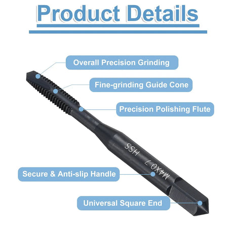 Spiral Point Plug Threading Tap M4 X 0.7 For Quick Thread Repair, Ground H2 Threads, Pro Grade High Speed Steel 6542 Bit Features