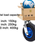 Rock Solid Heavy Duty Swivel And Fixed Caster Set With Smooth Rolling Ball Bearings Includes Hassle Free Mounting Hardware For Hand Trucks And Utility Carts Comes In Multiple Sizes To Handle Heavy Loads No Sweat with load capacity details.