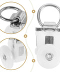 Close-up of a 30 Pack Double Wheel Curtain Track Roller with alloy and plastic, featuring a smooth gliding wheel for easy sliding.