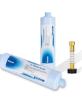 2 Pack RV Inline Water Filter And Hose Protector Kit For Camper Boat Rig NSF Certified To Crush Chlorine Sediment Nasty Smells Boost Flow And Serve Up Crisp Fresh Drinking Water For Your Next Trip. Image of GAC water filters and hose connector.