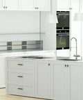 Modern kitchen featuring 10 Pack 5 Inch Hole Center Cabinet Pulls With Authentic Wood Grain Look And Charcoal Black Zinc Body.