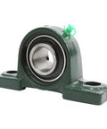 Rock Solid Stainless Steel Mounted Pillow Block Bearing UCP326 with green casing and deep groove ball for heavy duty use.