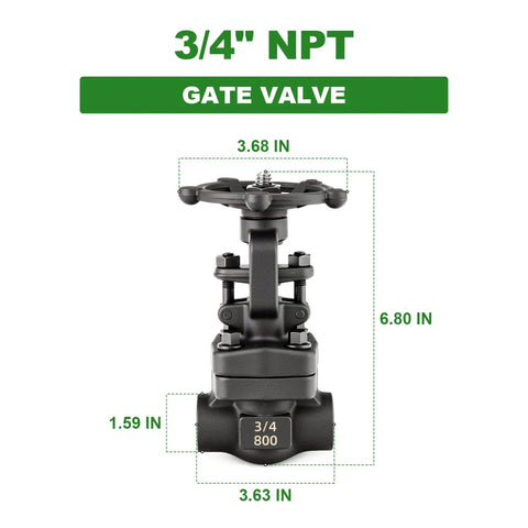 Forged Carbon Steel Gate Valve Three Quarters Inch NPT Female Rotary Sluice Valve With Wheel Handle Full Bore Design