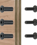 100 Pcs M8 X 20mm Black Barrel Nuts and Bolts for Knockout Furniture Assembly and Knuckle Busted Badass Mechanical Projects with Standard Coarse Thread Grip on wood panels.