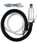 Badass Quarter Inch Pneumatic Air Die Grinder Cranking 25000 RPM With Solid Aluminum Body and hoses for precision grinding.