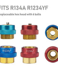 Air Conditioning Valve Core Remover And Installer Tool Set For R134A And R1234YF showing replaceable hex heads