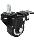 1.5 Inch Swivel Caster Wheels With Brake, Polyurethane, 360 Degree Swivel, Threaded Stem M10 x 15mm, Capacity Per Wheel 50kg 110lb