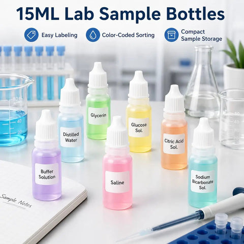 No Sweat Refills With This Five Piece Pack Featuring Four White 15ml Plastic Dropper Bottles Plus One Quick Pour Funnel designed for smooth eye drops and portable travel ready storage.