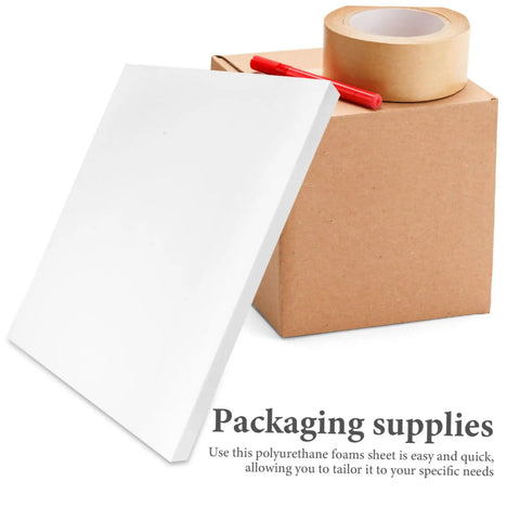 High Density Polyurethane Foam Sheets Heavy Duty White Cushioning Pads Custom Trim To Fit beside packaging supplies and tape.