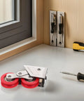 Tough As Nails Stainless Steel Double Roller Wheels For Sliding Door Track Pulley Replacement on a workbench with tools.