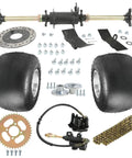 Rear Axle Complete Kit With Foot Brake For Easy DIY Rebuild Of ATVs Go Karts And Buggy Includes 5 Inch Wheels And Tires And 428 Chain Sprocket