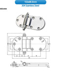 Rock Solid Heavy Duty Hinge One Piece Load Bearing Door Bracket 153 By 96 Point 5 Millimeters showing detailed dimensions in 304 stainless steel.