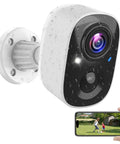 2K Battery Powered Wireless Security Camera for Indoor Outdoor Use With AI Motion Detection, IP66 Weatherproof, mounted view