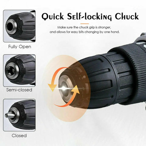 Close-up of the 10mm quick release chuck on the Badass 18V Brushless Cordless Drill Driver And Hammer Drill.