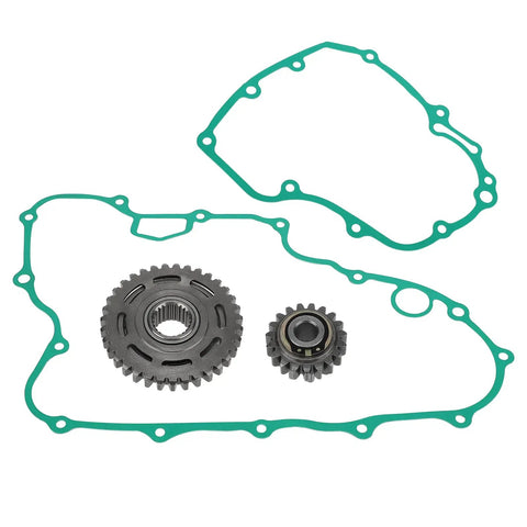 High One Way Clutch Starter Gear Plus Premium Gasket Kit For Honda TRX450ER Atv 2006 Through 2014 steel gear and green gaskets.