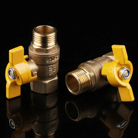 Rock Solid Brass Ball Valve With Comfort Grip Handle And No Sweat Male Female Threads For Quick Diy Plumbing Fixes Heavy Duty Water Shutoff on black background.