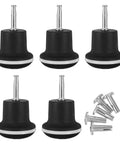 Five Pack Office Chair Bell Glide Replacement Casters made of black nylon, designed for smooth and quiet rolling on floors.