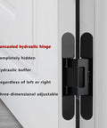 Heavy Duty Hydraulic Buffer Hinge With Invisible Hidden Spring For Automatic Soft Close Silent Operation Built Tough Without The Hassle For Every Interior Or Exterior Door Install, concealed black hydraulic hinge.